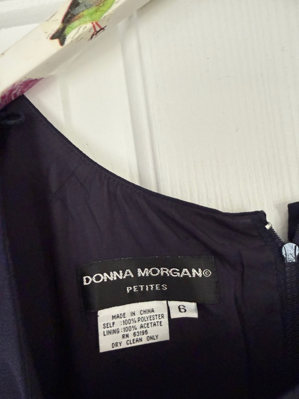 Donna Morgan Navy Midi Sheath Dress with Beaded Sleeves 6 petite - Picture 3 of 6